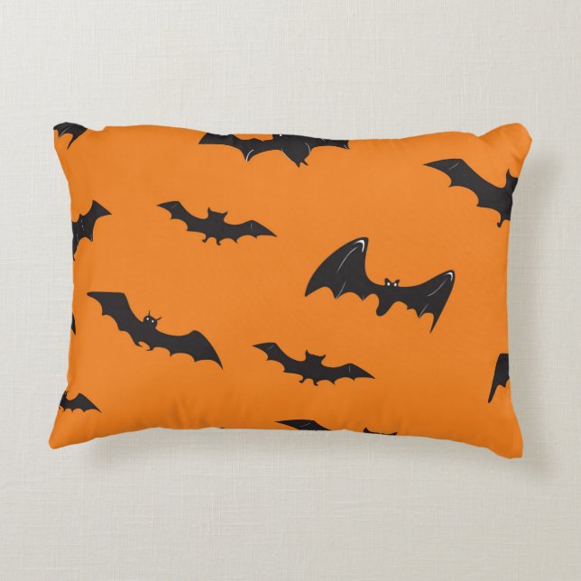 Spooky Bats op Sinaasappel Decoratief Kussen (Achterkant)