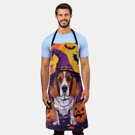Spooky Beagle Halloween heks en pompoen Schort (Gedragen)