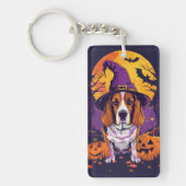Spooky Beagle Halloween heks en pompoen Sleutelhanger (Voorkant)
