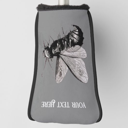 Spooky Bee Tekening in Zwarte Schedel op Vleugels Golfheadcover (Draai 90)