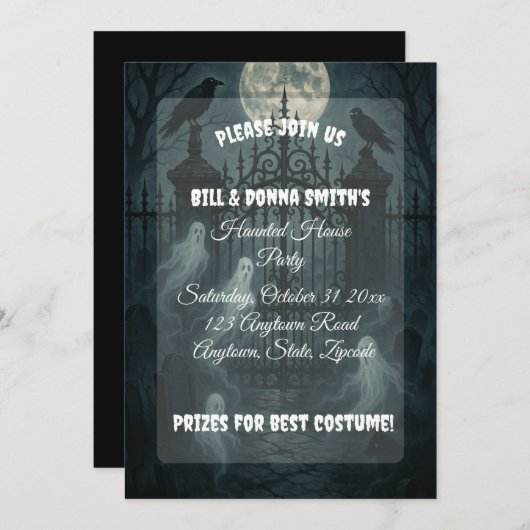 Spooky begraafplaats Halloween Party Kaart (Voorkant / Achterkant)