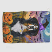 Spooky Berner Mountain Halloween Witch Pumpkin Golfhanddoek (Horizontaal)