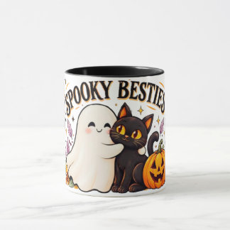Spooky Besties Geest en Zwarte Kat Mok