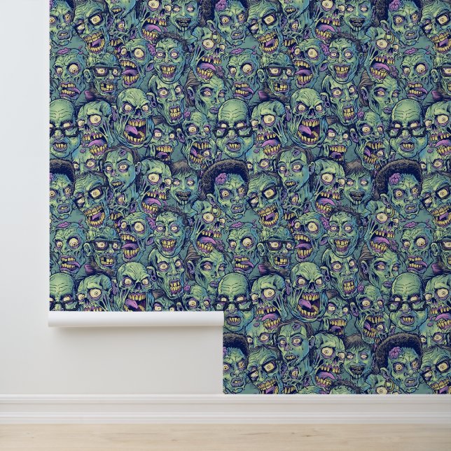 Spooky betegelde zombie Halloween Behang (Applicatie)