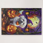 Spooky Bichon Frise Halloween heks en pompoen Legpuzzel (Horizontaal)