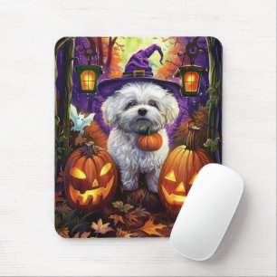 Spooky Bichon Frise Halloween heks en pompoen Muismat