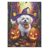 Spooky Bichon Frise Halloween heks en pompoen Tafelkleed (Voorkant)