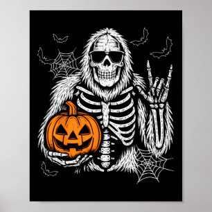 Spooky Bigfoot Jack O Lantern Skelet Halloween B Poster