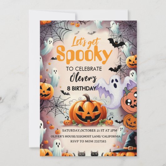 Spooky Birthday Invitation Editable Digital Down Kaart (Voorkant)