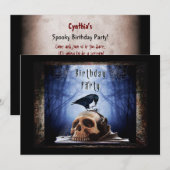 Spooky Birthday Party Invitation - The Raven Kaart (Voorkant / Achterkant)
