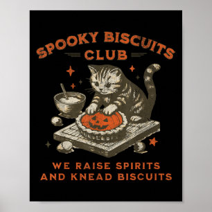 Spooky Biscuits Club Cat, Grappig Halloween Bakken Poster