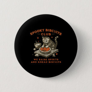 Spooky Biscuits Club Cat, Grappig Halloween Bakken Ronde Button 5,7 Cm