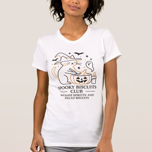 Spooky Biscuits Club Cat Halloween Funny Baking T-shirt (Voorkant)