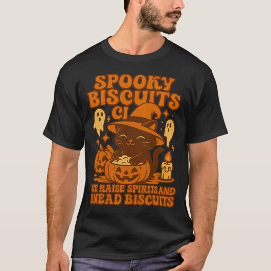 Spooky Biscuits Club Cat Halloween Funny Baking T-shirt (Voorkant)