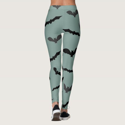 Spooky Black Bats Pattern Halloween Leggings (Achterkant)