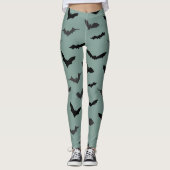 Spooky Black Bats Pattern Halloween Leggings (Voorkant)