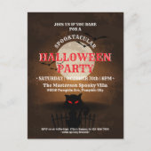 Spooky Black Cat & Bats Halloween Uitnodiging (Voorkant)