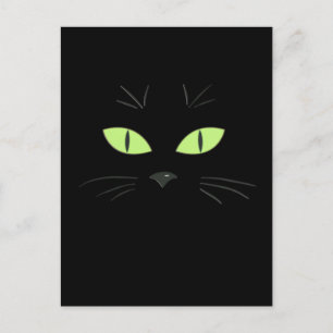 Spooky Black Cat Face Happy Halloween Briefkaart
