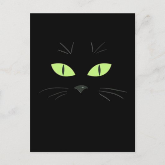Spooky Black Cat Face Happy Halloween Briefkaart (Voorkant)