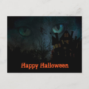 Spooky Black Cat Halloween Briefkaart