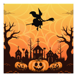 Spooky Black Cat Halloween Design – Modern Minimal Foto Afdruk