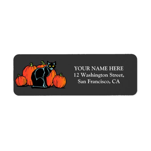 Spooky Black Cat Halloween Etiket (Voorkant)