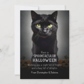 Spooky Black Cat Halloween Groet Feestdagenkaart (Voorkant)