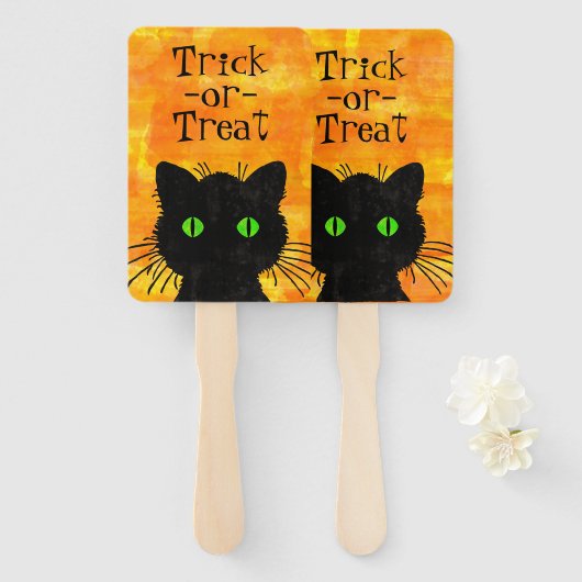 Spooky Black Cat Halloween Handwaaier (Voorkant en achterkant)
