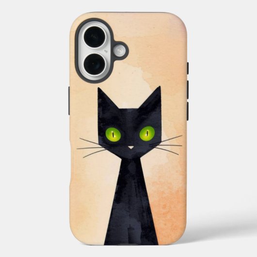 Spooky Black Cat Halloween iPhone 16 Stoer Hoesje (Achterkant)