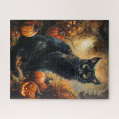 Spooky Black Cat Halloween Legpuzzel (Horizontaal)