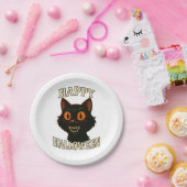 Spooky Black Cat Halloween Party Papieren Bordje (Feest)