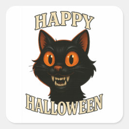 Spooky Black Cat Halloween Party Vierkante Sticker