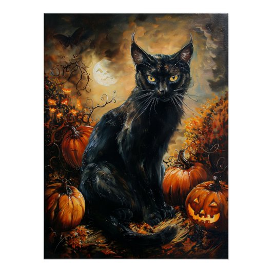 Spooky Black Cat Halloween Perfect Poster (Voorkant)