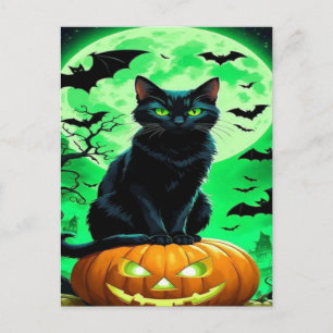 Spooky Black Cat Halloween Wallpaper - 2025 Nacht! Feestdagenkaart