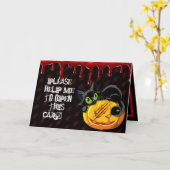 Spooky Black Cat Kaart (Gele Bloem)