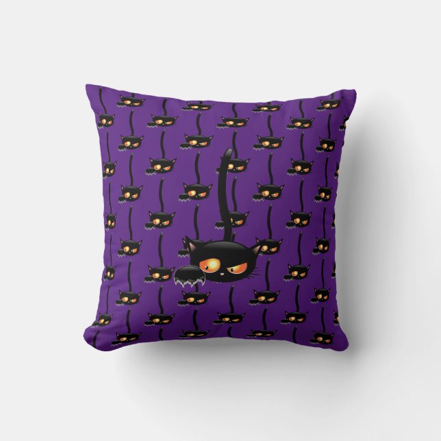 Spooky Black Cat Kussen (Voorkant)