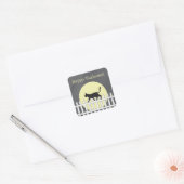 Spooky Black Cat op Picket Fence Vierkante Sticker (Envelop)