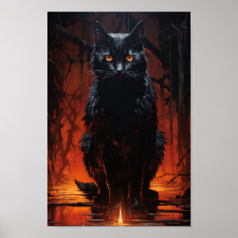 Spooky Black Cat Poster