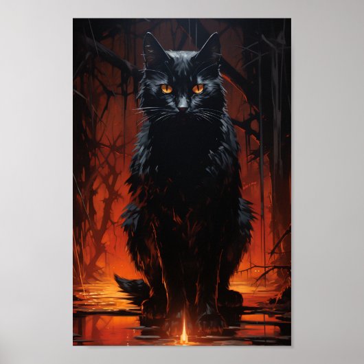 Spooky Black Cat Poster (Voorkant)