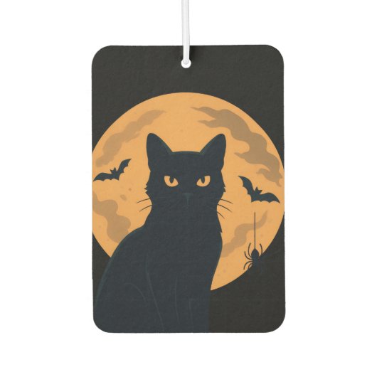 Spooky Black Cat Silhouette Halloween Luchtverfrisser (Voorkant)
