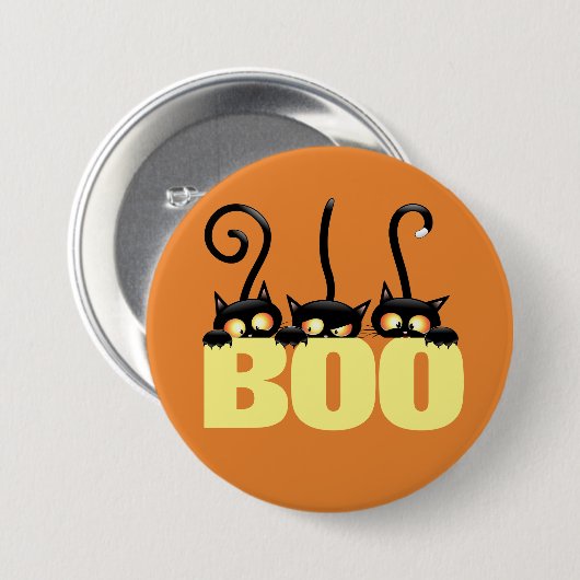 Spooky Black Cats Button (Voorkant /achterkant)