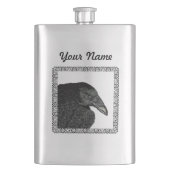 Spooky Black Crow Raven Face Heupfles (Voorkant)