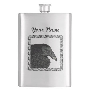 Spooky Black Crow Raven Face Heupfles