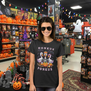 Spooky Black Funny Goose Pumpkin Halloween Graphic T-shirt
