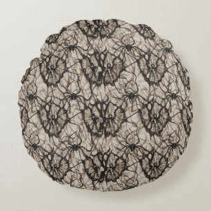 Spooky Black Lace Spider Web Naadloos Patroon - Rond Kussen