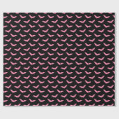 Spooky Black & Pink Bats Wrapping Paper Roll Cadeaupapier (Vlak)