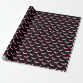 Spooky Black & Pink Bats Wrapping Paper Roll Cadeaupapier (Uitgerold)