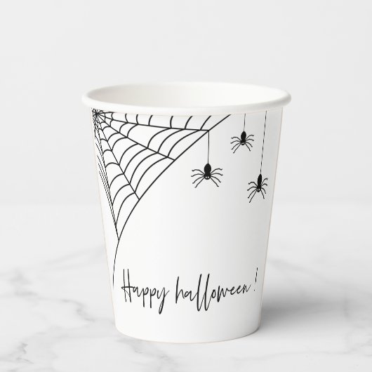 Spooky Black Spiers Party | Happy Halloween Papieren Bekers (Achterkant)