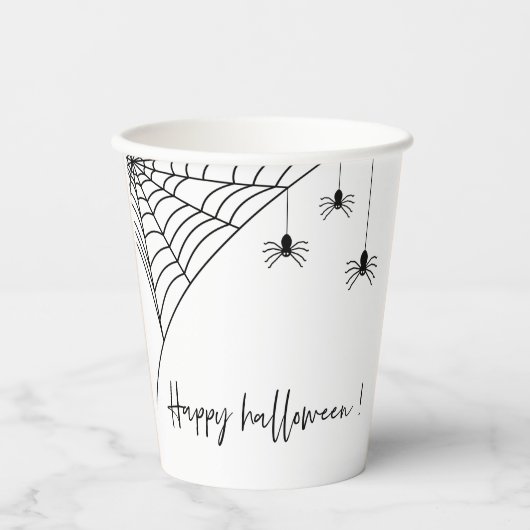 Spooky Black Spiers Party | Happy Halloween Papieren Bekers (Voorkant)