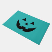 Spooky blauwgroen Jack o lantaarn pompoen plezier  Deurmat (Schuin)